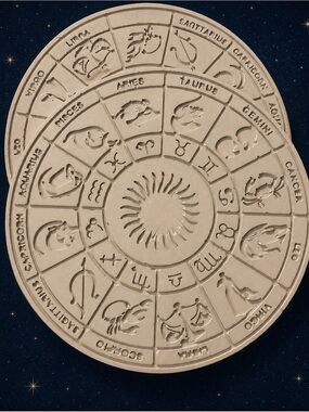 Zodiac Wheel Decorative Plaque in Beige